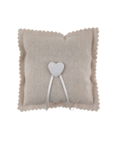 Coussin d'alliance 'Coeur' en coton' - Nature