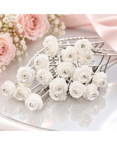 Haarnadeln 'Rose mit Strass' (20 Stück)