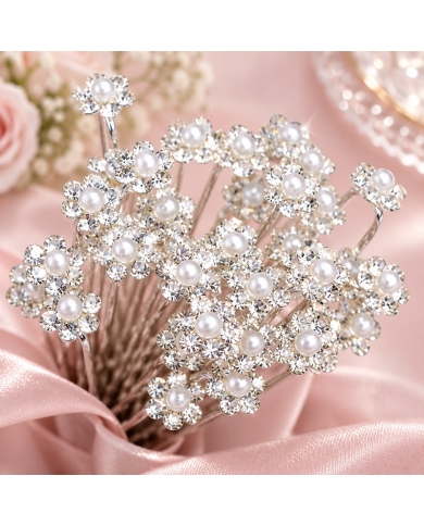 20 Barrette Épingle fleurs strass/perles