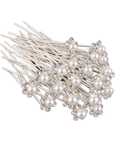Haarnadeln Blüte Strass/Perle (20 Stück)