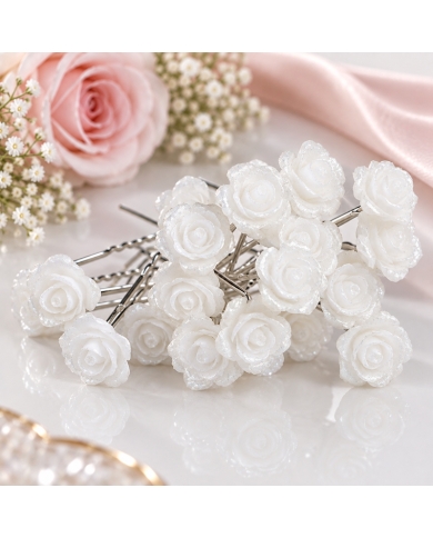 20 Barrette Épingle 'Rose pailletée'