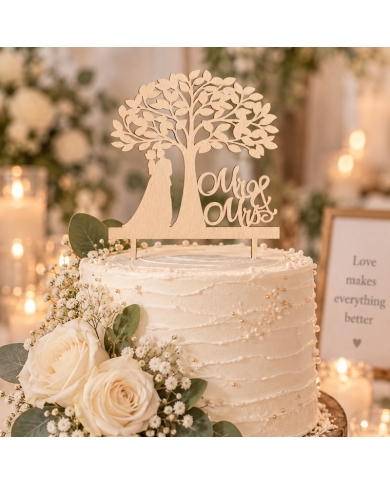 Cake Topper ‚L'arbre de l'amour' - Bois