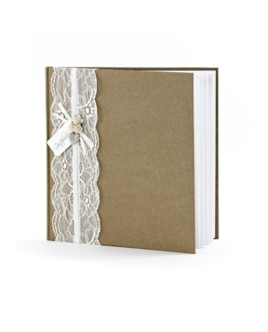 Livre d'or 'Dentelle et petites rose roses'