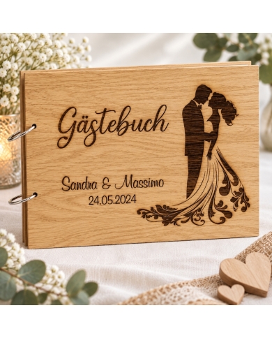 Gästebuch personalisiert Holz 'Brautpaar'
