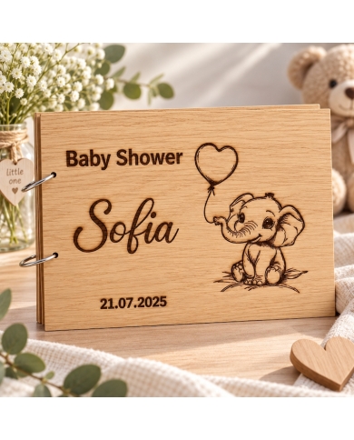 Livre d'or personnalisé bois 'Baby Shower'