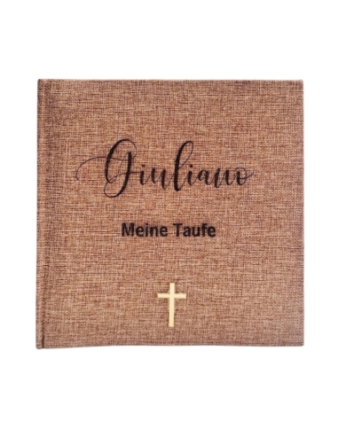 Livre d'or 'Croix' en jute personnalisé