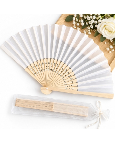 Stofffächer mit Organzasäckchen - Ivory