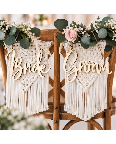Décoration de chaise bois 'Bride & Groom'