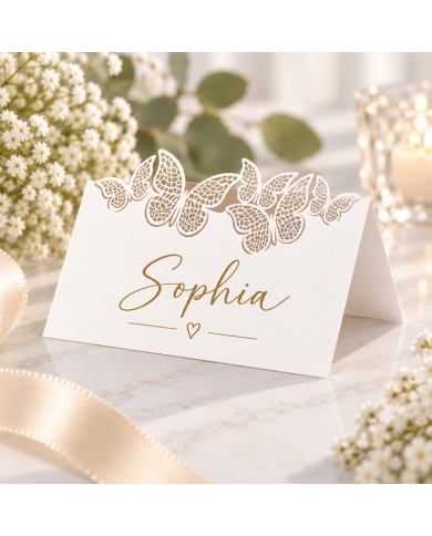 Cartes de table 'Papillons' - blanc (10 pièces)