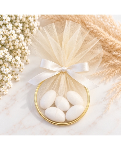Gastgeschenk mit Tüll & Schleife - Creme