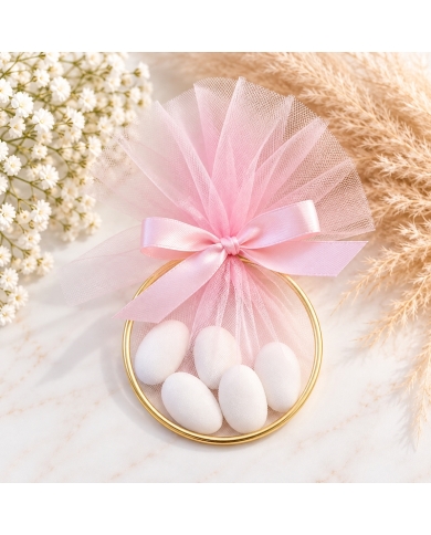 Cadeau d'invité avec tulle et nœud - rose