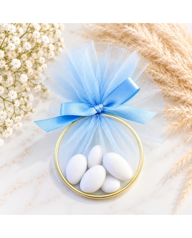 Gastgeschenk mit Tüll & Schleife - Hellblau