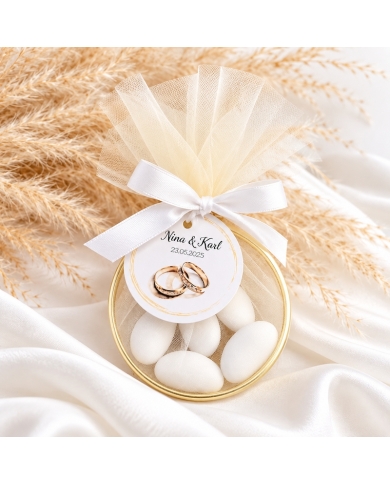 Cadeau d'invité avec tulle et nœud 'Two Rings' personnalisé