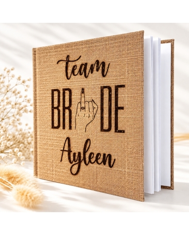 Livre d'or 'Team Bride' en jute personnalisé