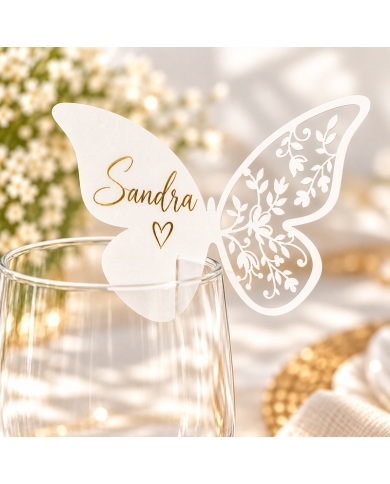 Nominette 'Grand papillon dentelle' pour verre