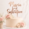 Cake Topper personnalisé 'Prénoms avec cœur' – or rose