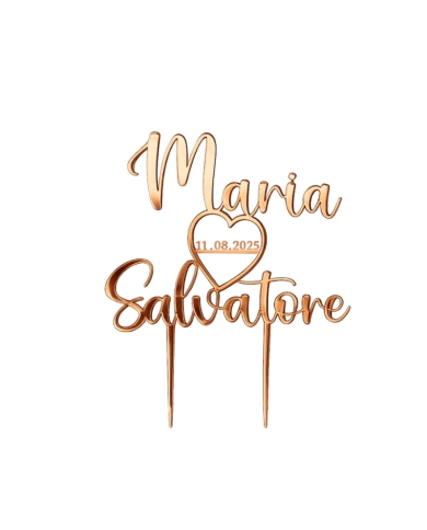 Cake Topper 'Namen mit Herz' personalisiert - roségold