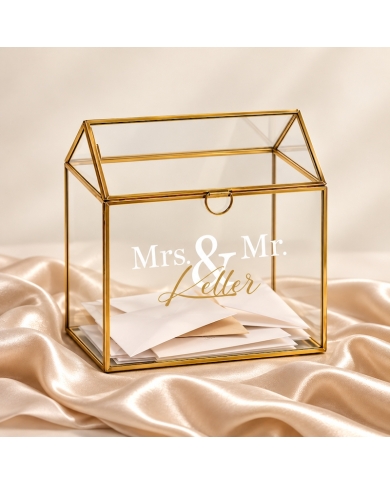 Terrarium urne mariage dorée personnalisé ♥ the-weddingshop.ch