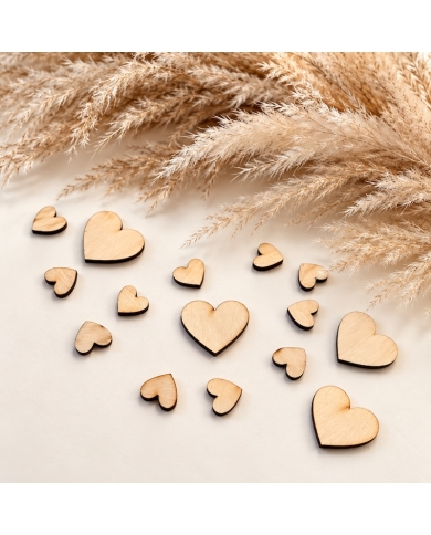 Confettis en bois en forme de cœurs - 10 g