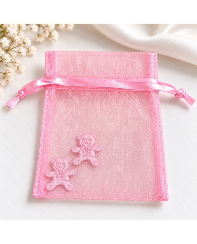 Organzasäckchen mit Bärchen - Rosa