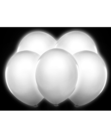 5 Ballons Led Lumineux Blanc
