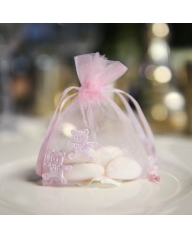 Organzasäckchen mit Bärchen - Rosa