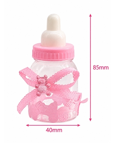 Boite à Dragee Baptême 'Biberon' rempli - rose