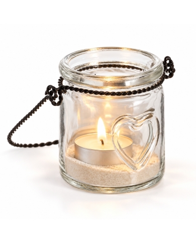 Photophore coeur en verre