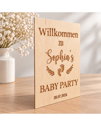Babyparty Holzschild personalisiert