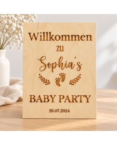 Babyparty Holzschild personalisiert