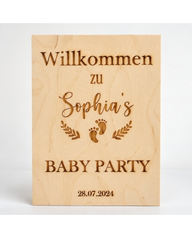 Babyparty Holzschild personalisiert