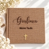 Livre d'or 'Croix' en jute personnalisé