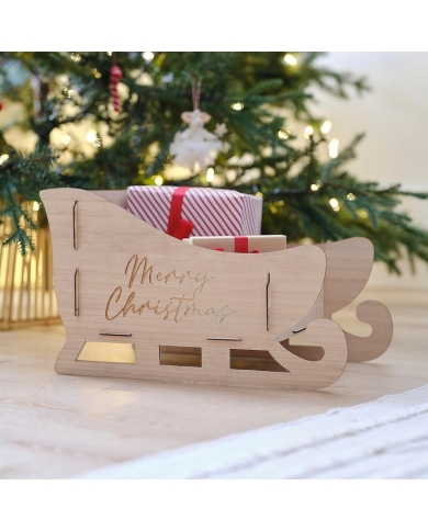 Weihnachtsschlitten aus Holz 'Merry Christmas'