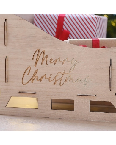 Weihnachtsschlitten aus Holz 'Merry Christmas'