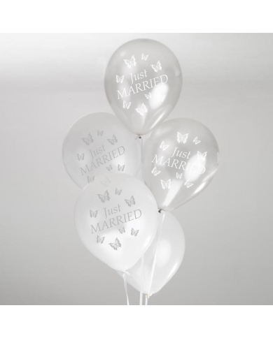 Ballons mariage papillons Just Married - The Weddingshop