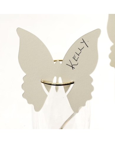Hochzeitsdeko - 10 Glashalter Butterfly - Ivory