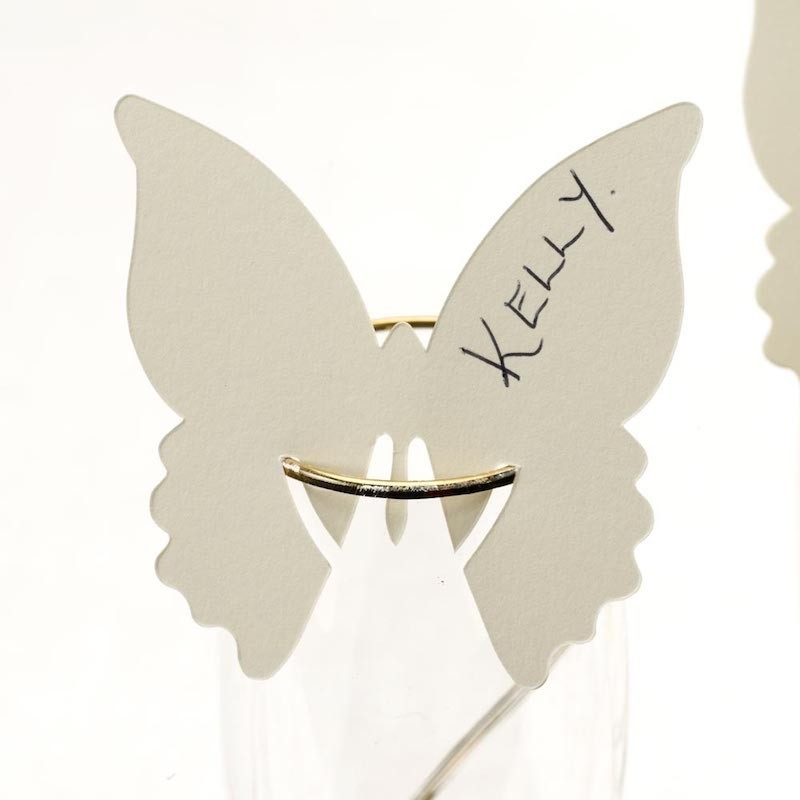 Hochzeitsdeko - 10 Glashalter Butterfly - Ivory