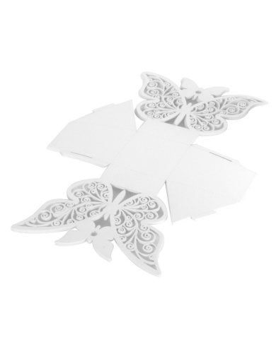 10 boîtes à dragées 'Papillon' - blanche