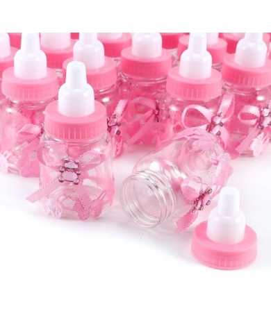 Taufe - Babyflasche rosa - mit Mandeln