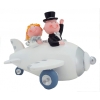 Tirelire mariage Couple de maries en avion blanc