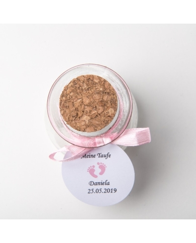 Glasfläschchen personalisiert - Babyfüsse rosa