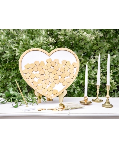 Livre d'Or en Forme de Coeur en Bois