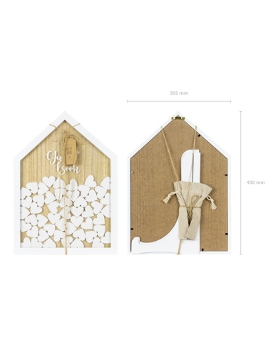 Cadre livre d'or maison coeurs blanc