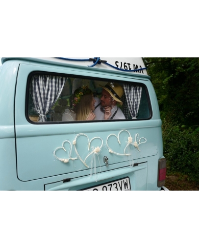 Autodeko 'Rattanherzen' im 2er Set - Champagner