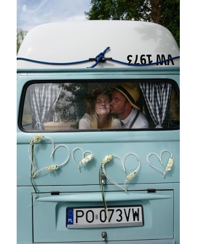 Autodeko 'Rattanherzen' im 2er Set - Creme