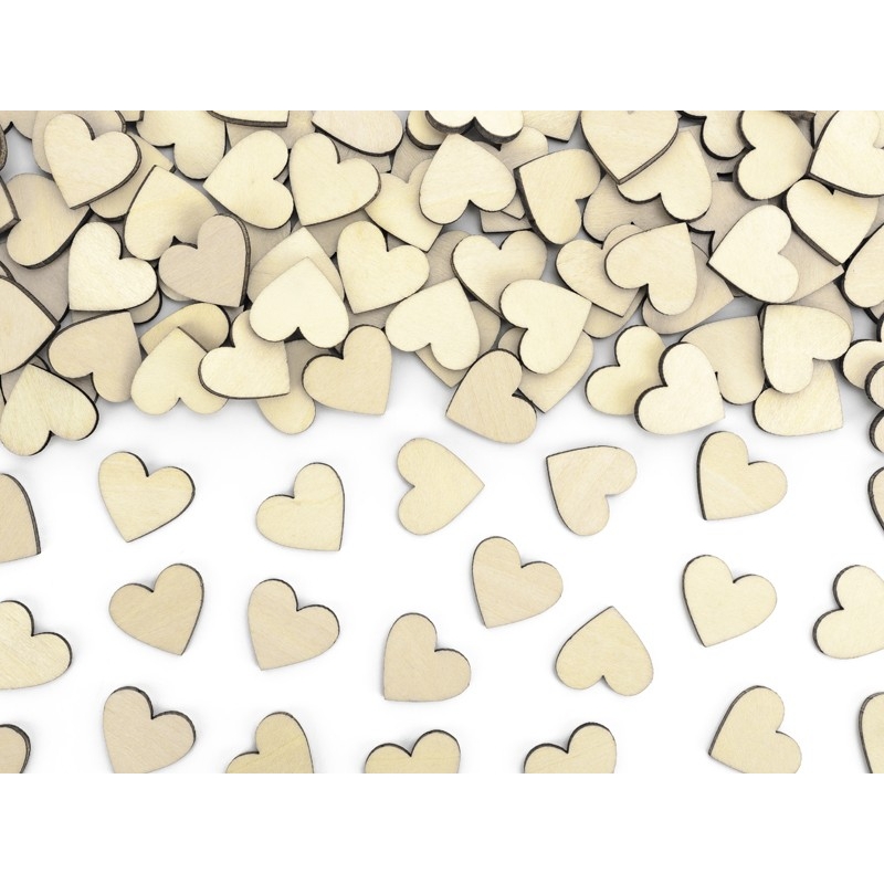 50 Confettis Coeur en bois