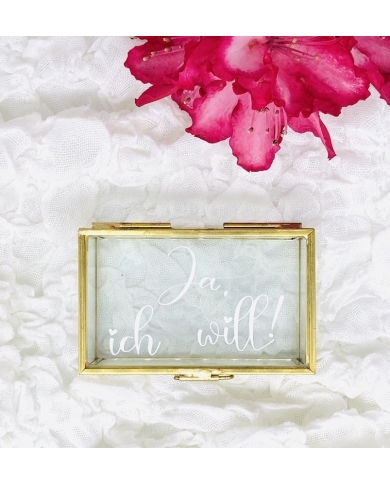 Ringbox aus Glas 'Ja ich will'