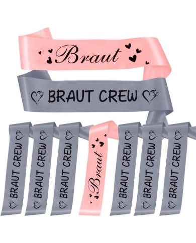 Schärpen 'Braut'- Set (6 Stück) - Grau