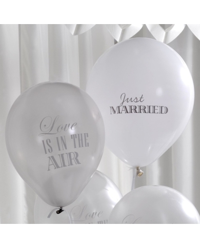 Just Married Ballon Weiss/Silber - The Weddingshop