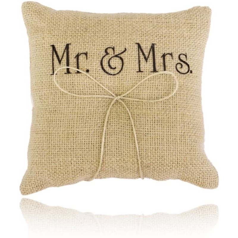 Kleines Ringkissen Jute Mr & Mrs